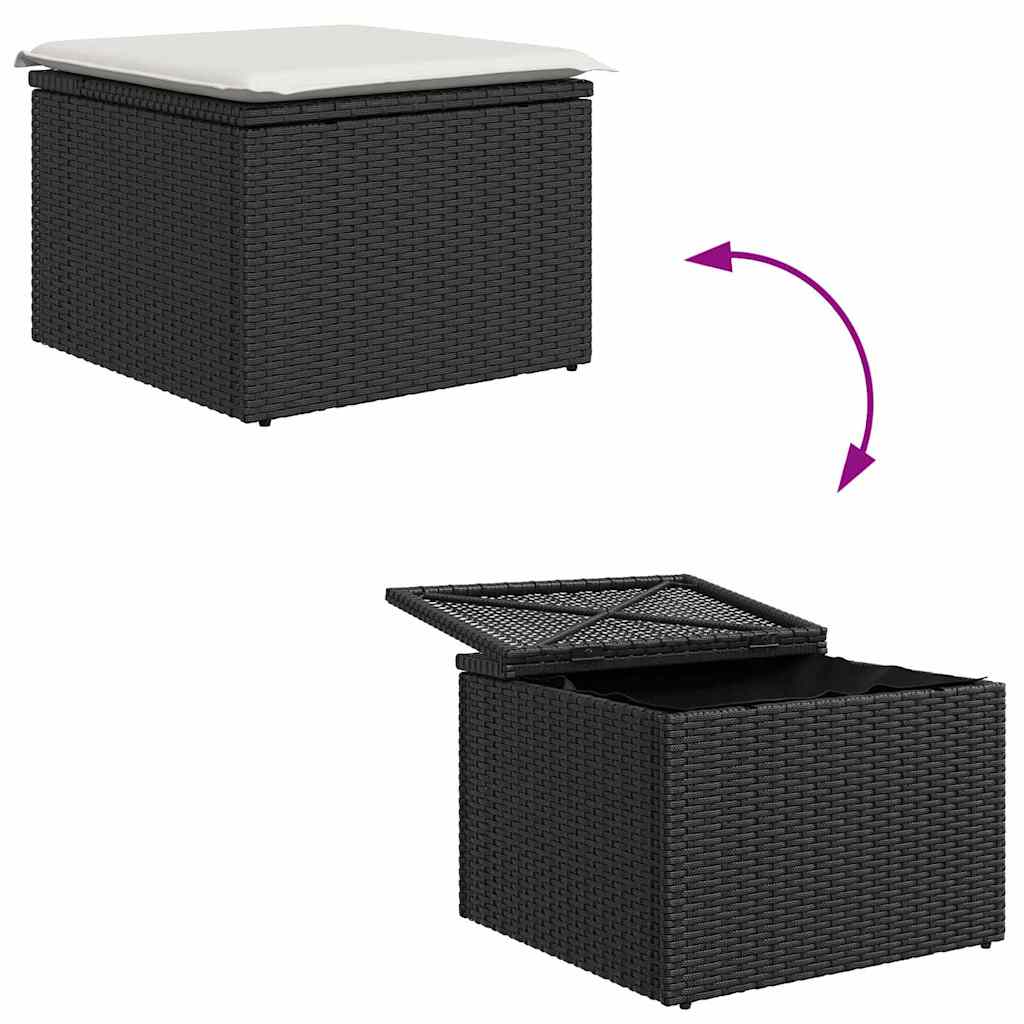 Garten-Sofa-Set mit Kissen mit Speicher 4 pcs Schwarz und Creme